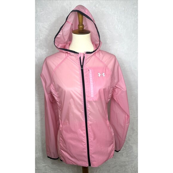 Under Armour Lightweight Windbreaker Rain Jacket Full Zip Pink Size Small - Picture 1 of 11